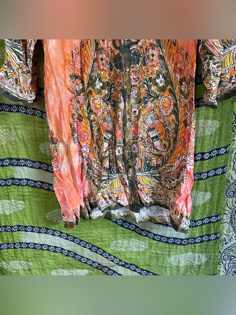 Natural Life Coral Floral Fiona Tunic Shirt Dress Size Medium Bohemian Indie - Picture 6 of 16